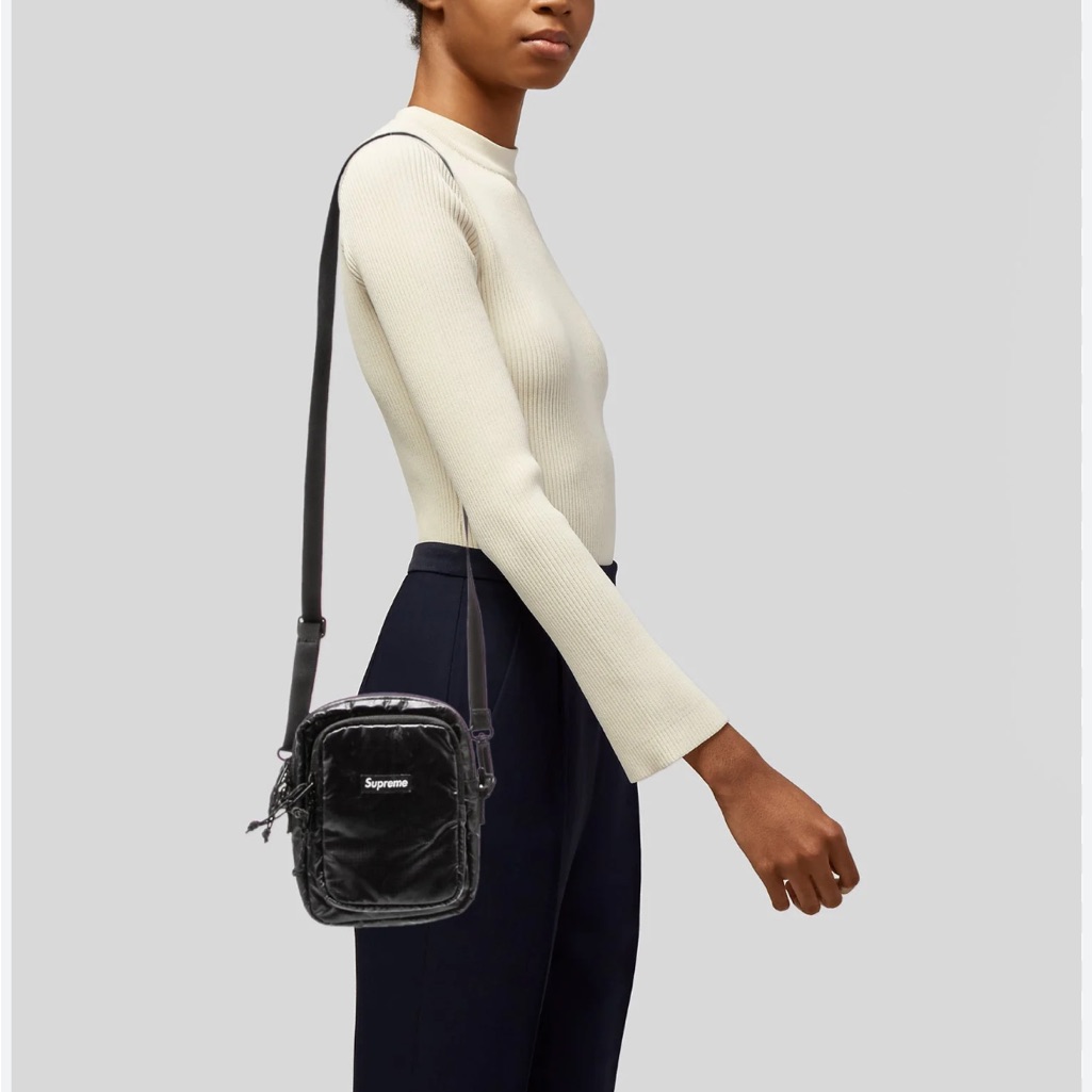 Supreme Black Crossbody Bag With Adjustable Strap
